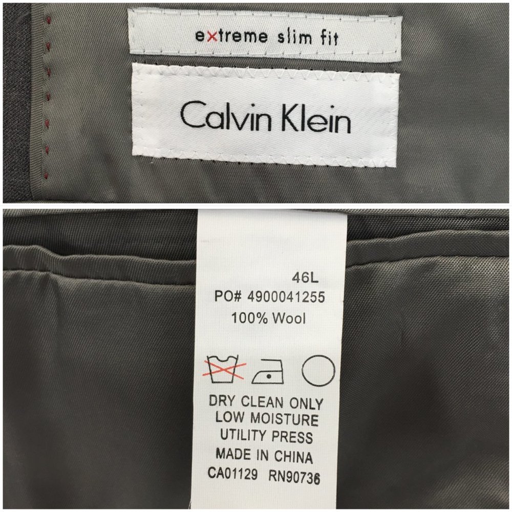 Calvin Klein Mens Blazer Sport Coat Two Button Wool Jacket 46L Slim Casual Suits - Picture 8 of 13